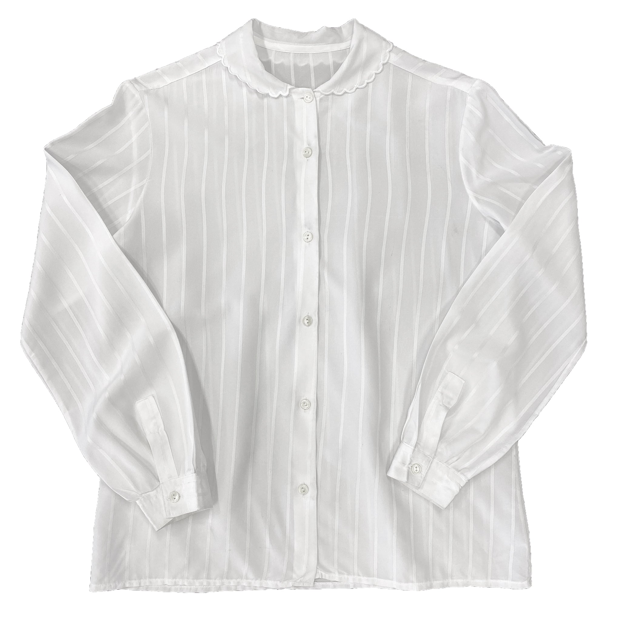 White Button-up Ruffled Collar Shirt