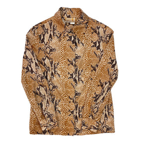 Center Stage 80s Silky Brown Snake-print Shirt