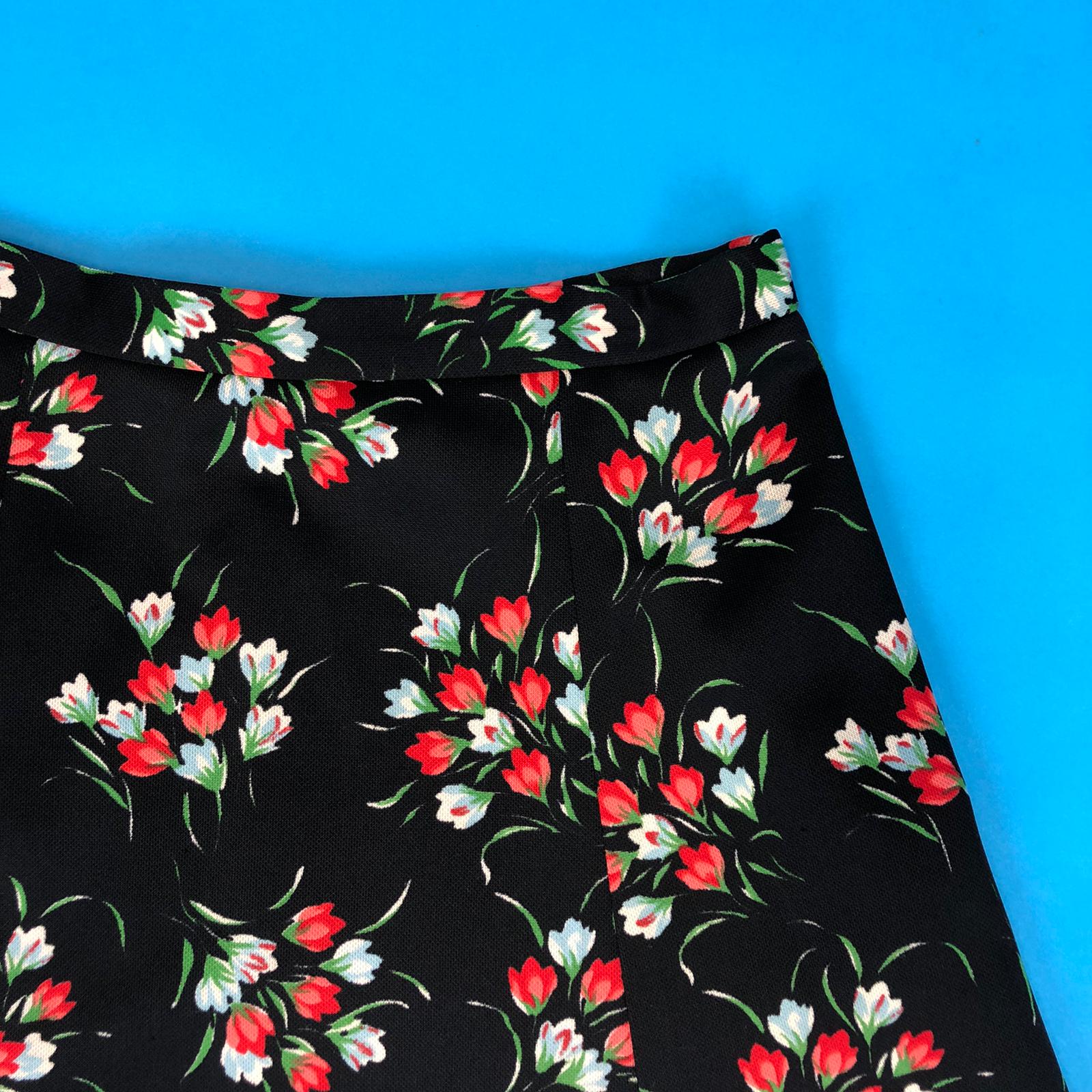 Midi Skirt with Tulip Print