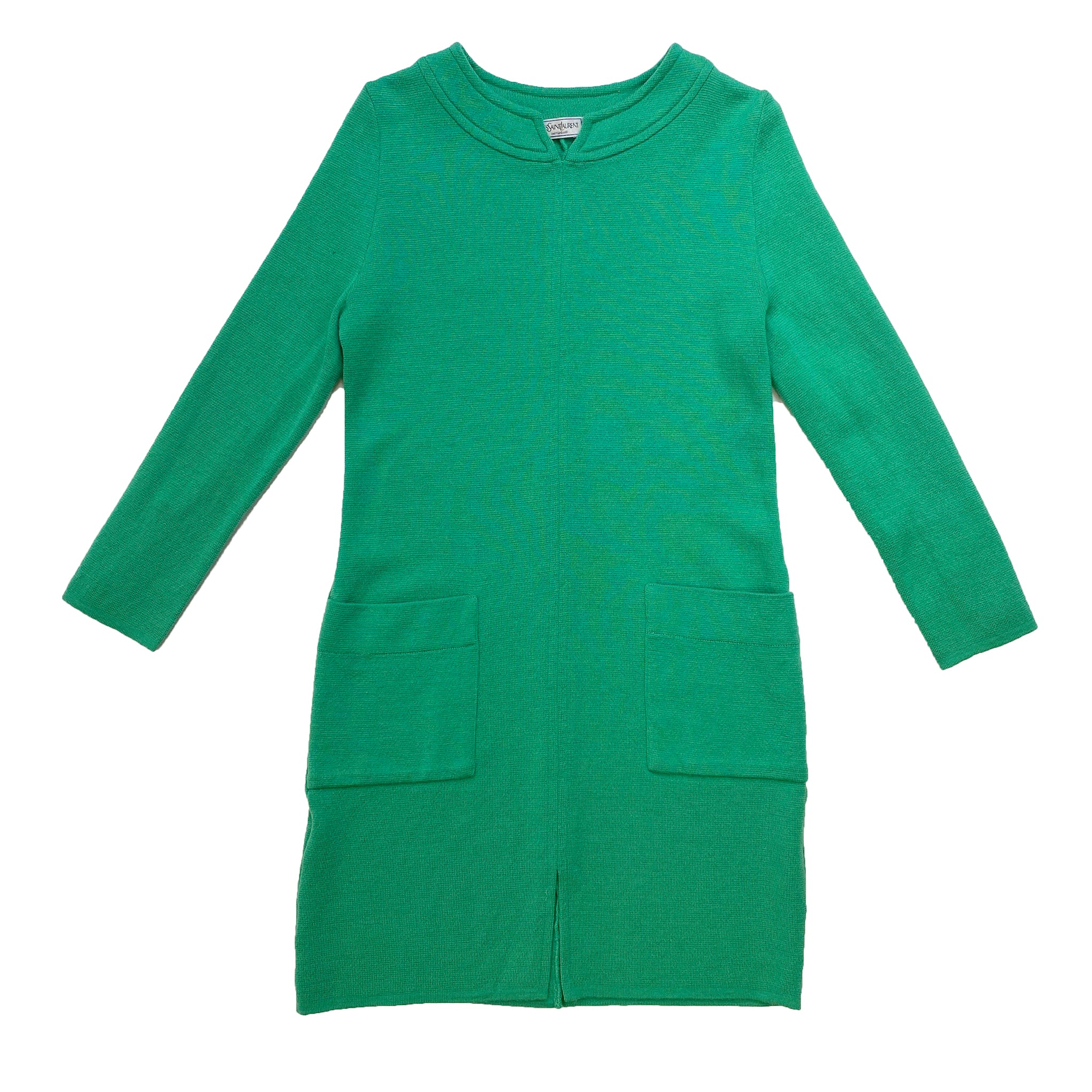 Yves Saint Laurent Green Knitted Wool Dress