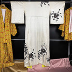 Load image into Gallery viewer, White Silky Kimono with Black Floral Print
